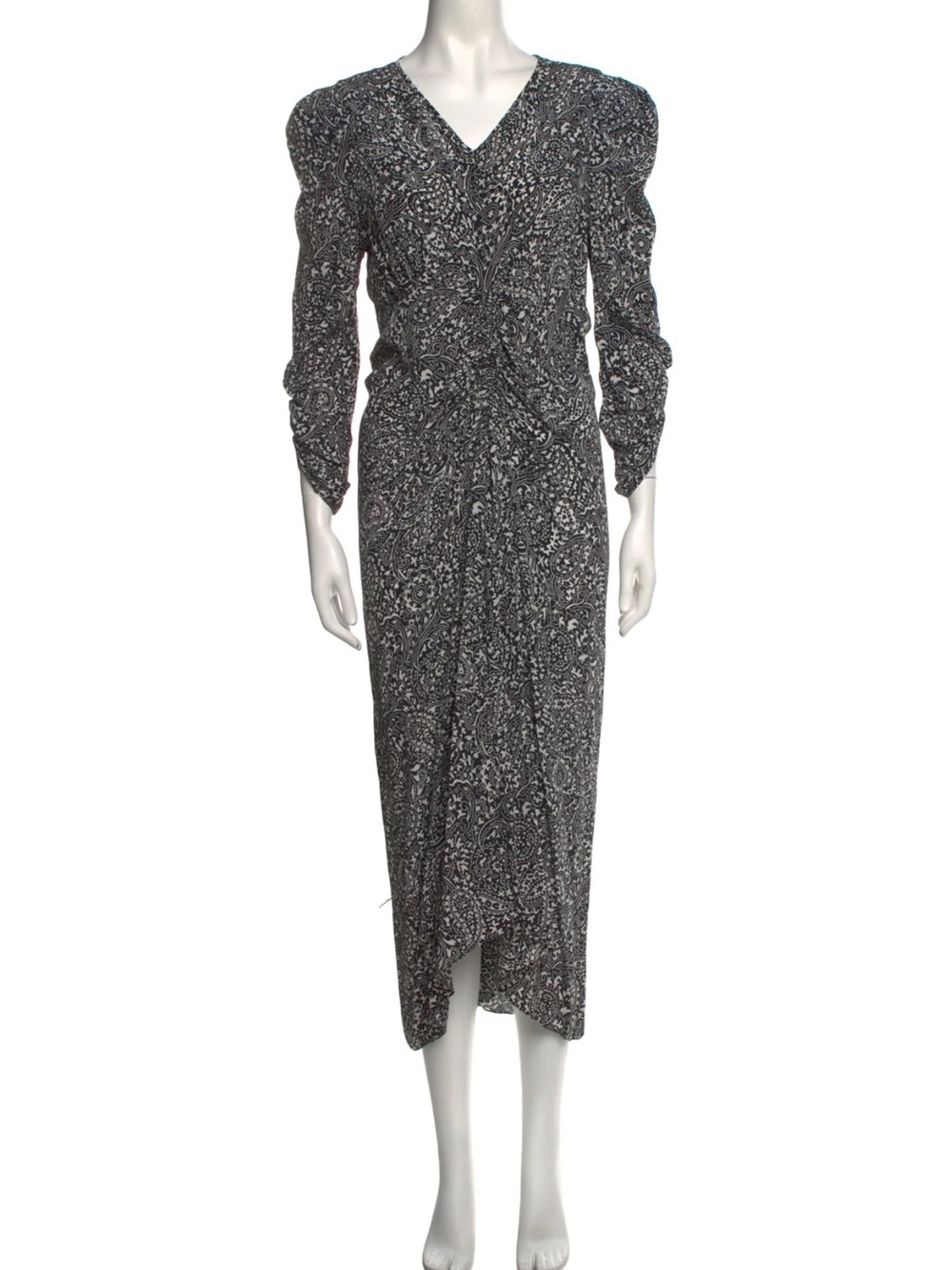 Isabel Marant Womens Silk Ruched Midi Dress Gathered Paisley EU 36 S 4 US Albi